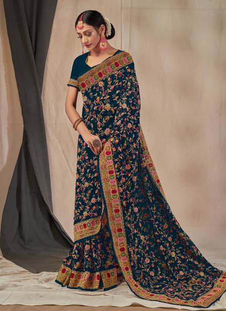 Morpeach Colour SATRANGI KASHMIRI New Exclusive Wear Georgette Stylish Latest Heavy Designer Saree Collection 5797